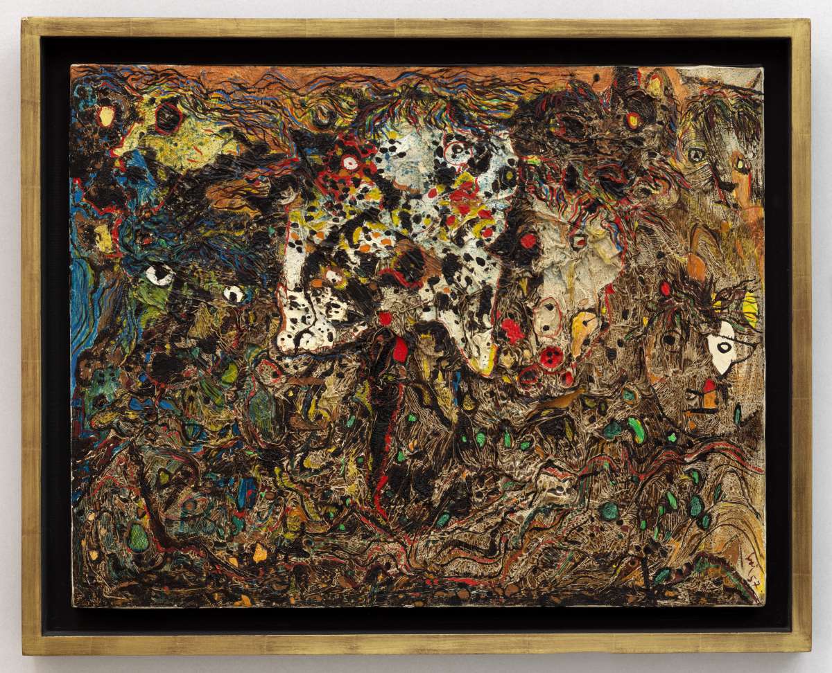 Enrico Baj, Chers Amis, voilá la télévision en couleurs, 1957