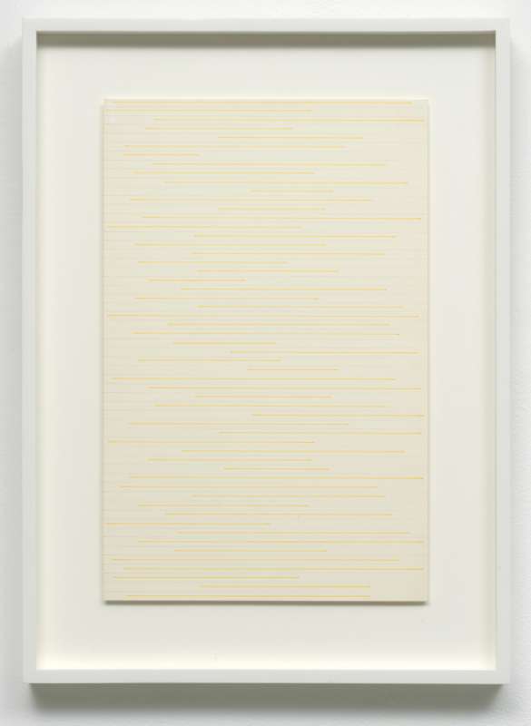 Sol LeWitt, Horizontal Yellow lines (not touching the edges) and pencil lines (from edge to edge), 1974